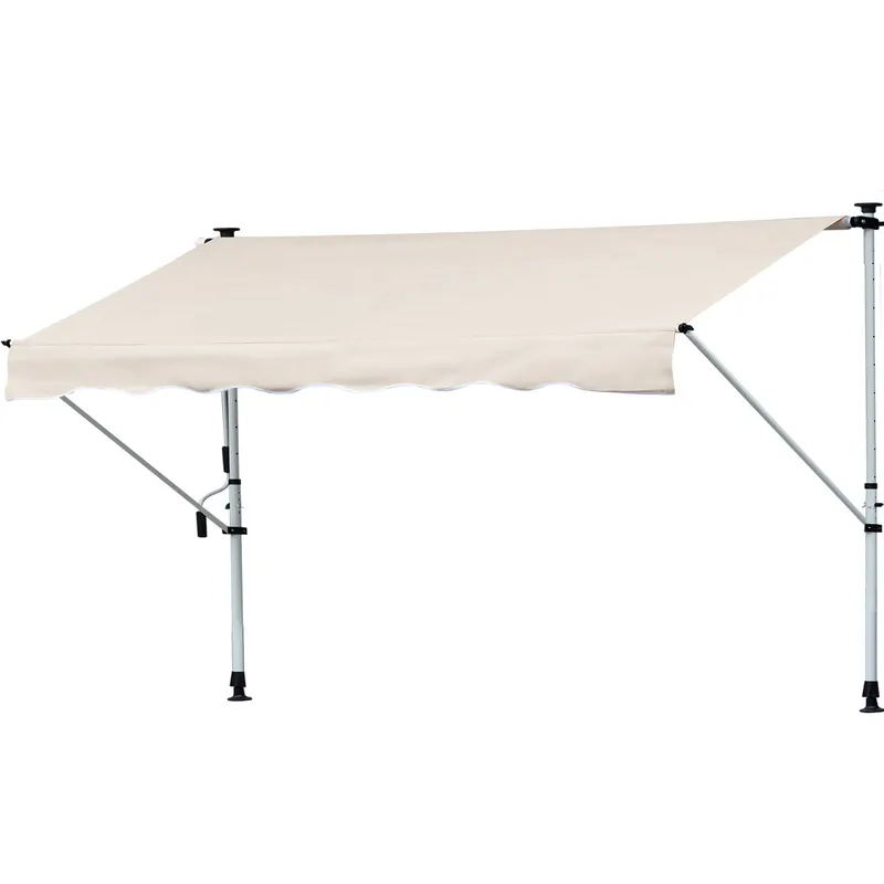 Outsunny Copertina Solară Extensibilă cu Manivelă, Structură Metalică Telescopică, Poliester, 400x120 cm | Romania