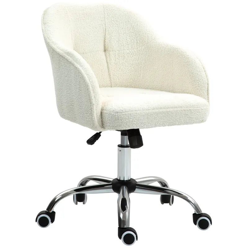 HOMCOM Scaun de birou, fauteuil de birou ergonomic, înălțime reglabilă, șezut și spătar umplute, crem | Romania