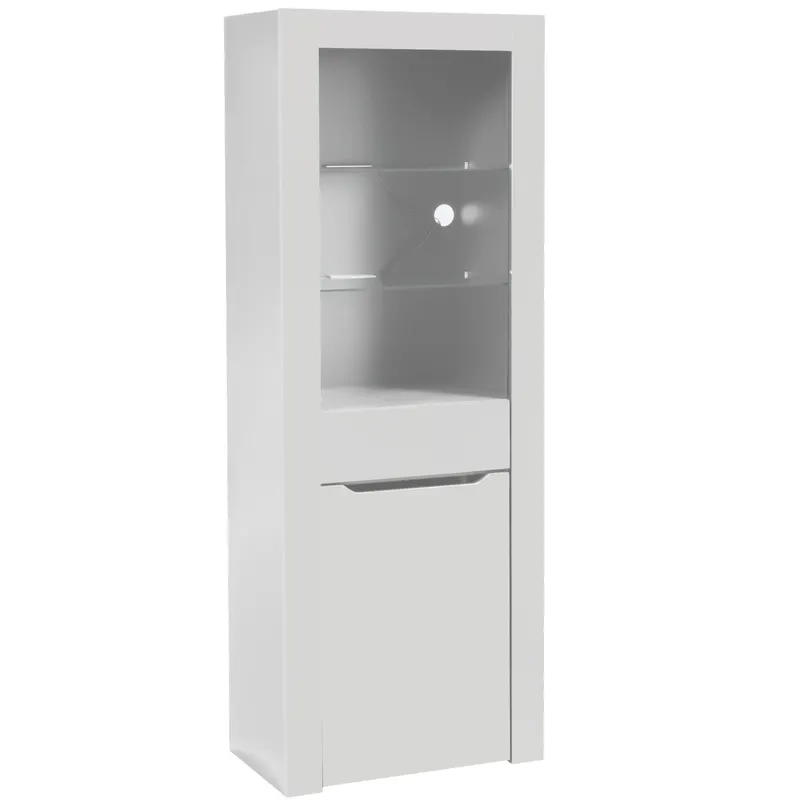 Comodă Modernă cu Lumini LED și Rafturi, Ideală pentru Bucătărie, Living și Birou, 60x35,5x165 cm, Albă