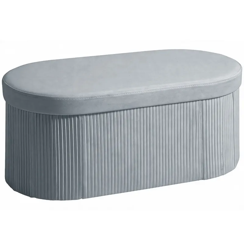 HOMCOM Taburet Pliabil cu Spațiu de Depozitare, Bancă Modernă Tapițată cu Catifea, Suport pentru Picioare cu Compartiment de 72L pentru Living și Dormitor, 76x38x35 cm, Gri Închis | Romania