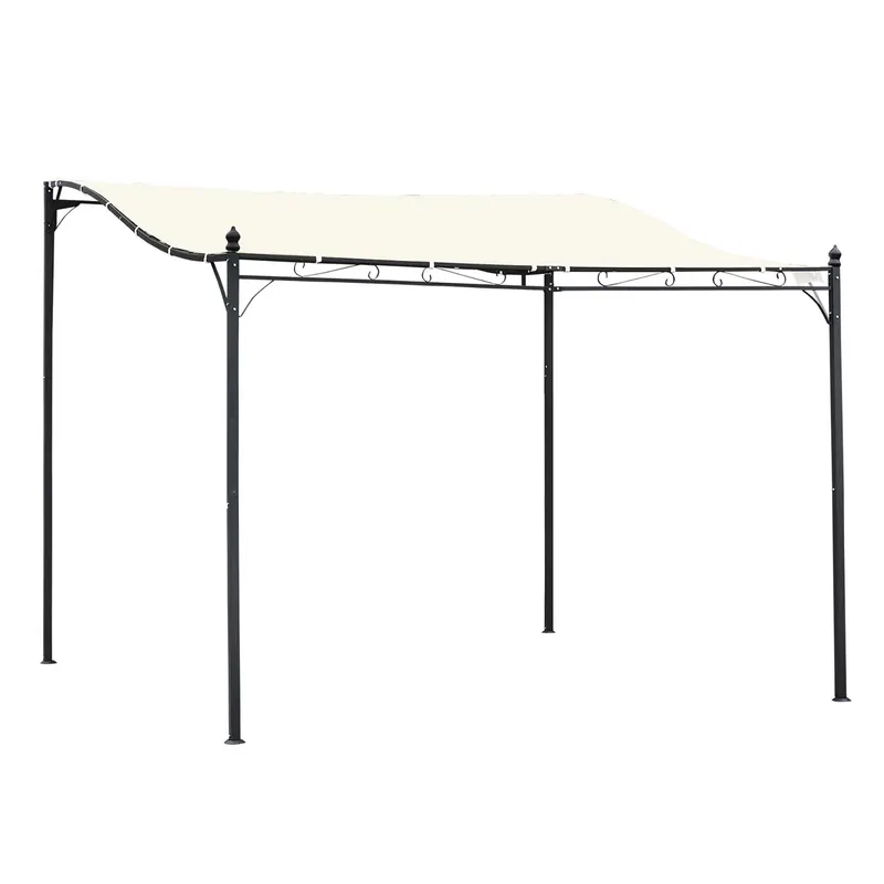 Outsunny Pavilion cu Perdea Parasolară și Prelată Impermeabilă din Poliester, Ideal pentru Grădină, Crem, 297x297cm | Romania