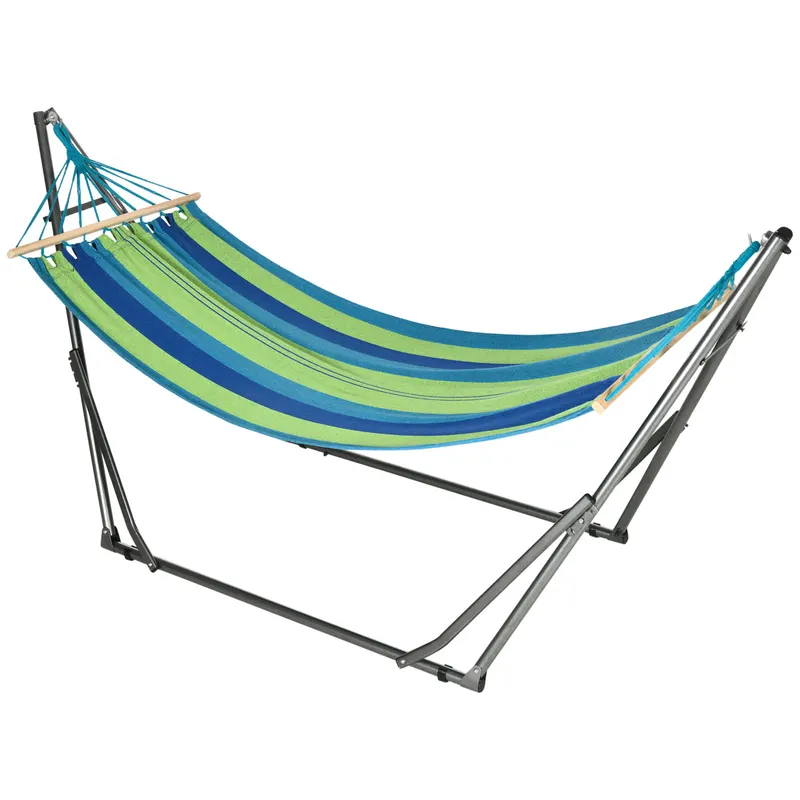 Outsunny Hamac pentru Exterior cu Arc cu Suport Curbat, Material din Bumbac Comfortabil si Cadru de Otel, Negru | Romania