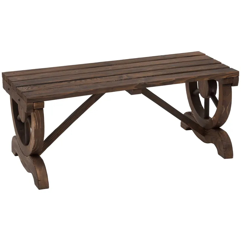 Outsunny Banca de Gradina cu 2 locuri din lemn de molid, Maro 105x50x53cm | Romania