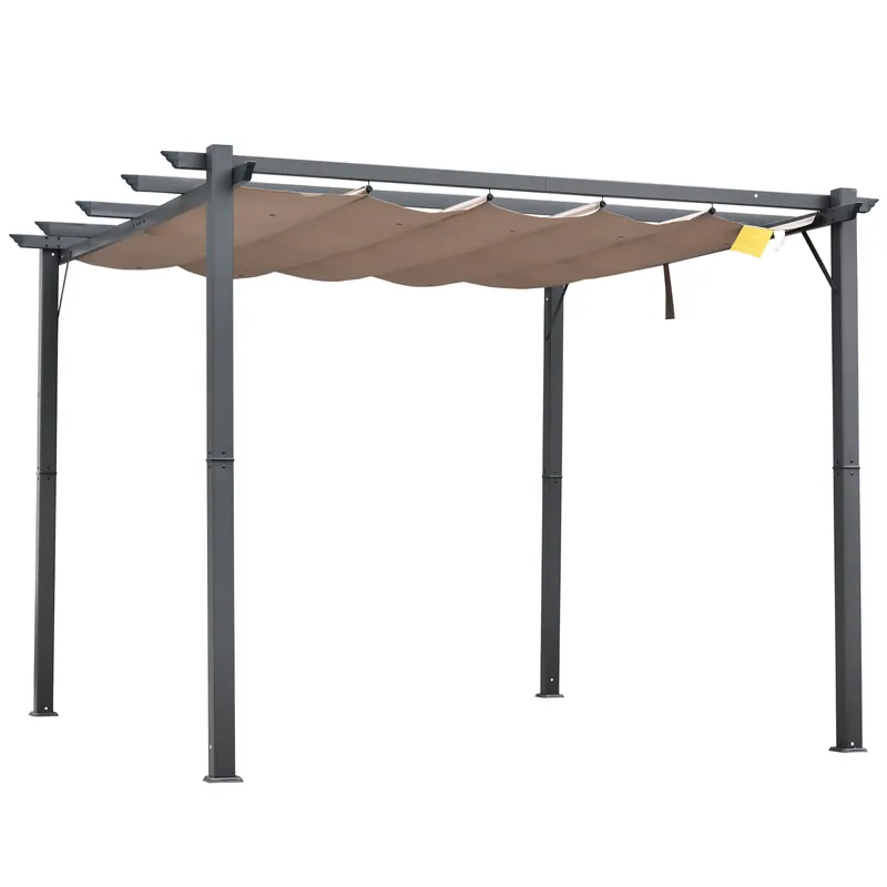 Outsunny Foisor Pergola de Gradina 3x3 m cu Acoperis Retractabil, Pergola din Aluminiu cu Acoperis Retractabil Anti UV, Gri | Romania
