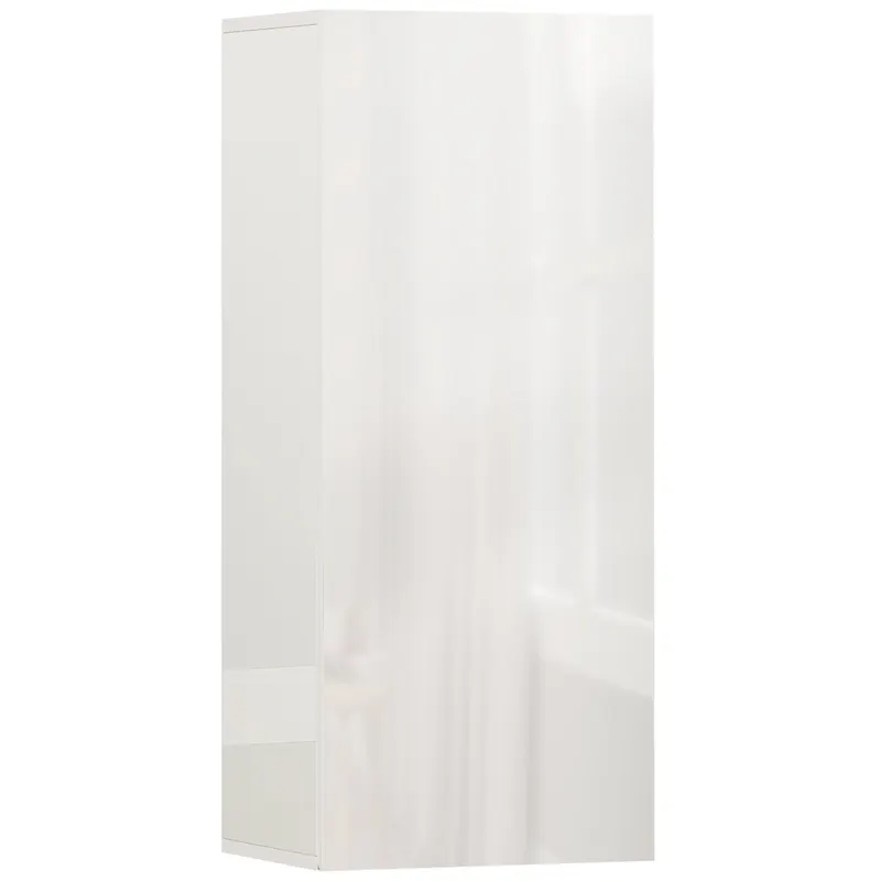 HOMCOM Dulap de Baie Suspendat cu Ușă Fără Mâner, 2 Rafturi Reglabile din Sticlă, Mobilier Suspendat Multifuncțional, 30x23,4x71,2 cm, Alb Lucios | Romania