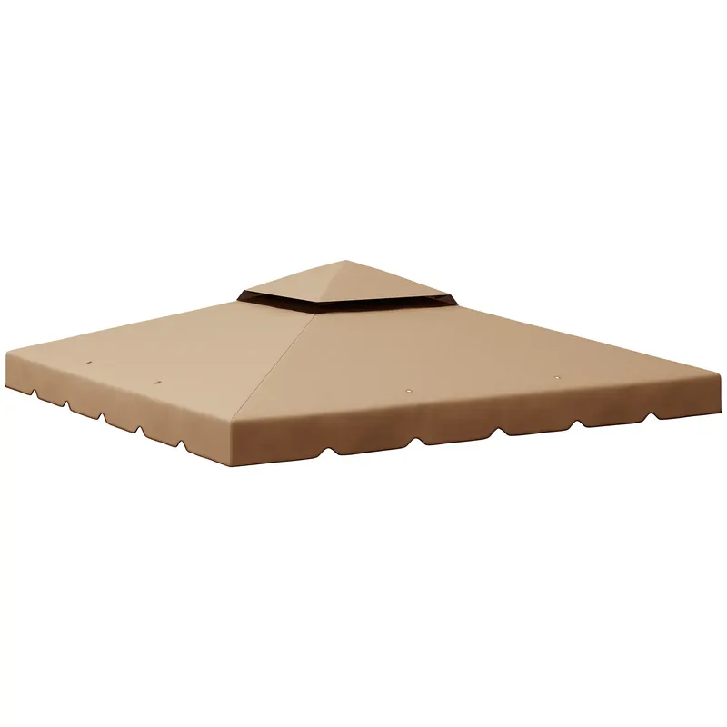 Outsunny Acoperiș de Schimb pentru Pavilion 3x3 m cu 2 Niveluri, Copertină Rezistentă la Apă din Poliester 170g/㎡ cu 8 Orificii de Drenaj, Bej | Romania