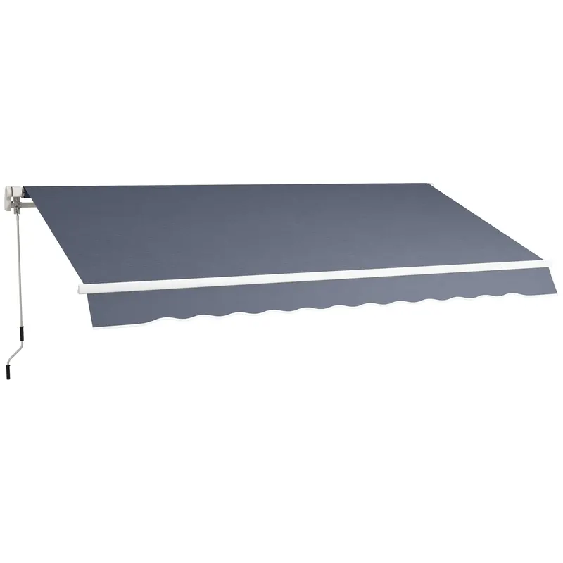 Outsunny 3,6 x 2,5 m Copertină Retractabilă cu Manivelă pentru Terasă, Grădină, Alb Crem | Romania