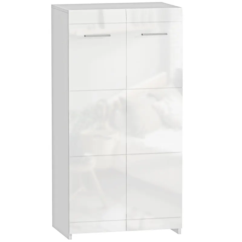 HOMCOM Dulap pentru Pantofi Lucios, Mobilier Modern cu Rafturi Reglabile pentru Hol, Coridor, Capacitate 10 Perechi, Alb | Romania