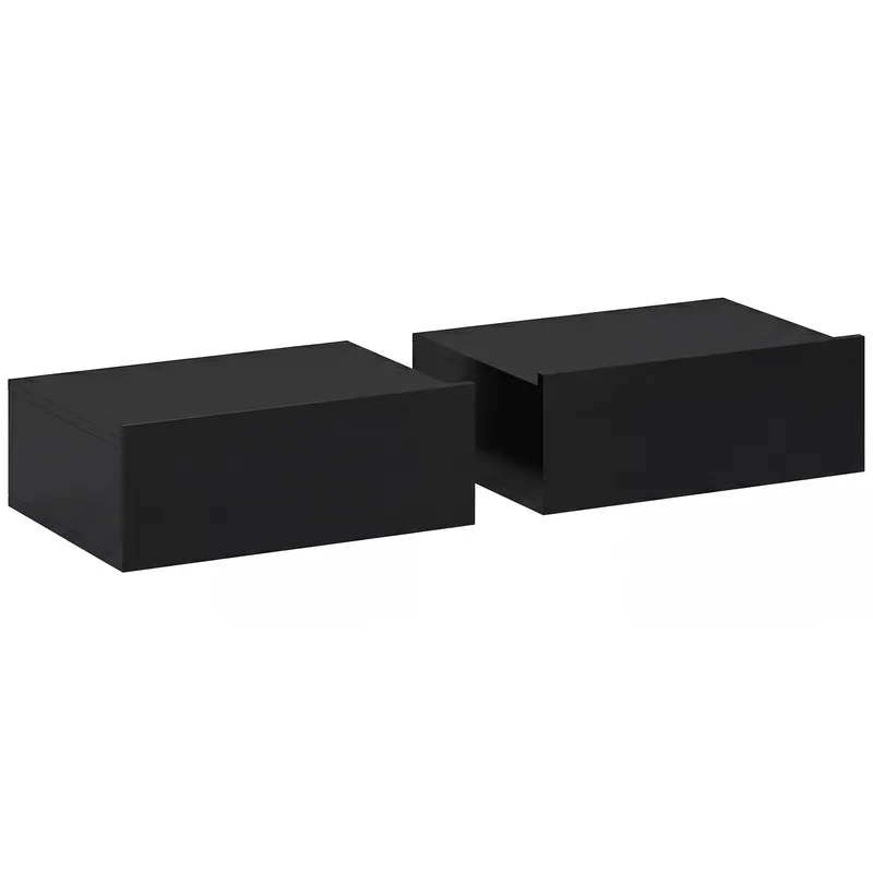 HOMCOM Set de 2 Noptiere Suspendate cu Sertar, 40x30x15 cm, Negru | Romania