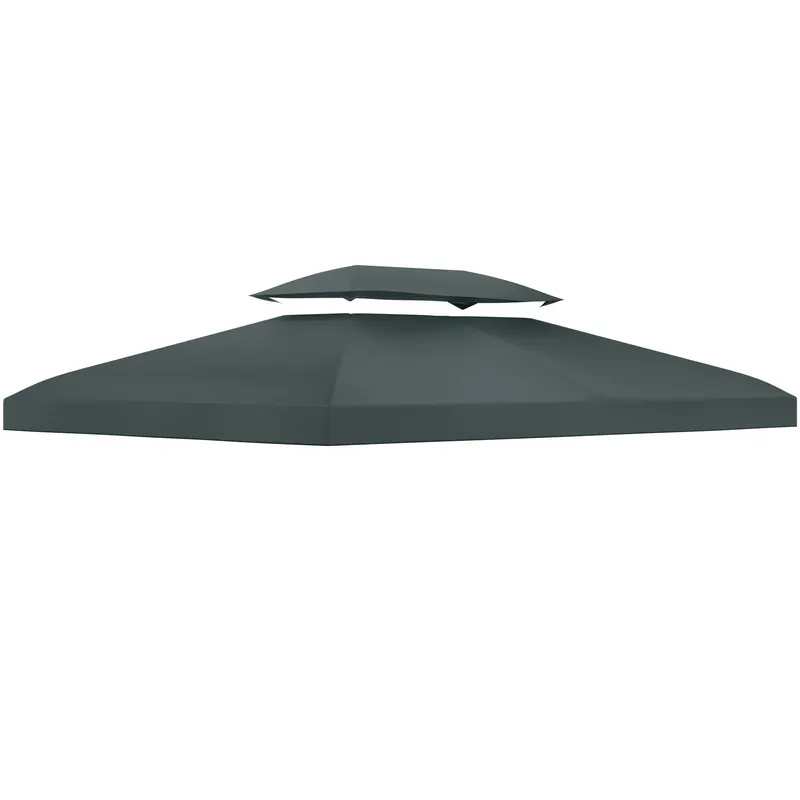 Outsunny Copertina pentru cort 4x3 m cu 2 niveluri, copertina pentru cort din poliester anti-UV cu chingi din Velcro