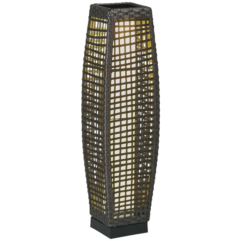 Lampa Outsunny de Gradina Solara cu Panou Superior de Reincarcare, din Otel si Ratan, 21x21x78 cm, Negru si Maro | Romania
