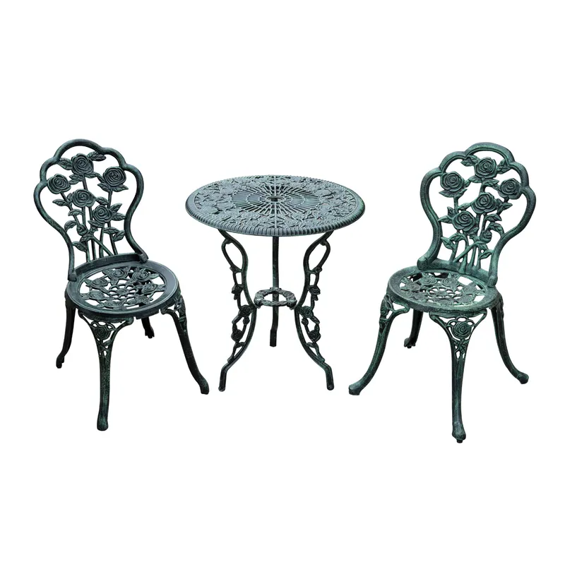 Outsunny Set Elegant de Grădină 2 Persoane, 2 Scaune si Masă Rotundă în Stil Neo-Retro, verde | Romania