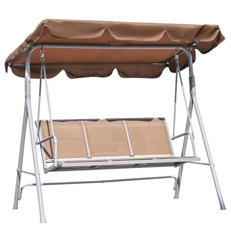 Outsunny Balansoar de Gradina 3 Locuri Schelet in Metal Maro 171x108x154cm | Romania