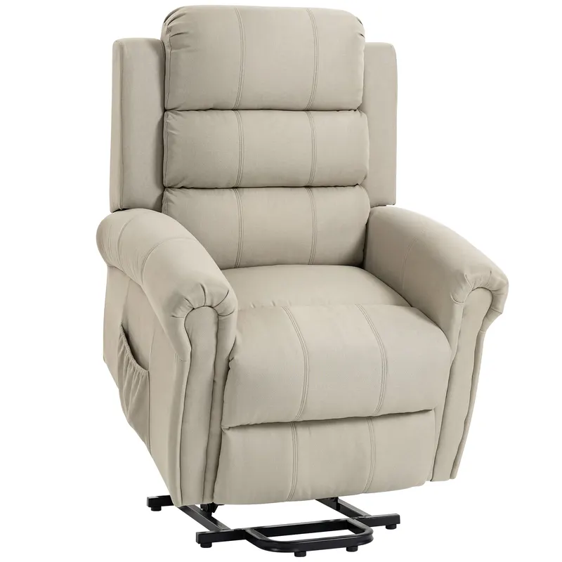 HOMCOM Fotoliu cu ridicare electrică, fotoliu relax electric cu funcție de masaj și încălzire, 87 x 87,5 x 108 cm, beige | Romania