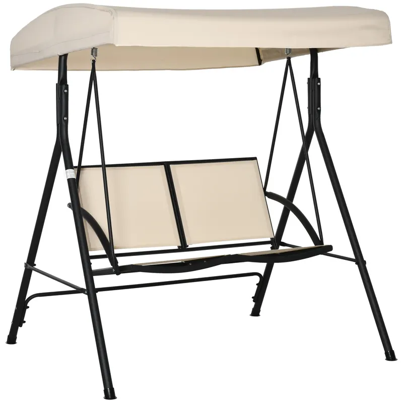 Outsunny Balansoar cu 2 Locuri de Gradina pentru Exterior, 140x118x162cm Bej | Romania