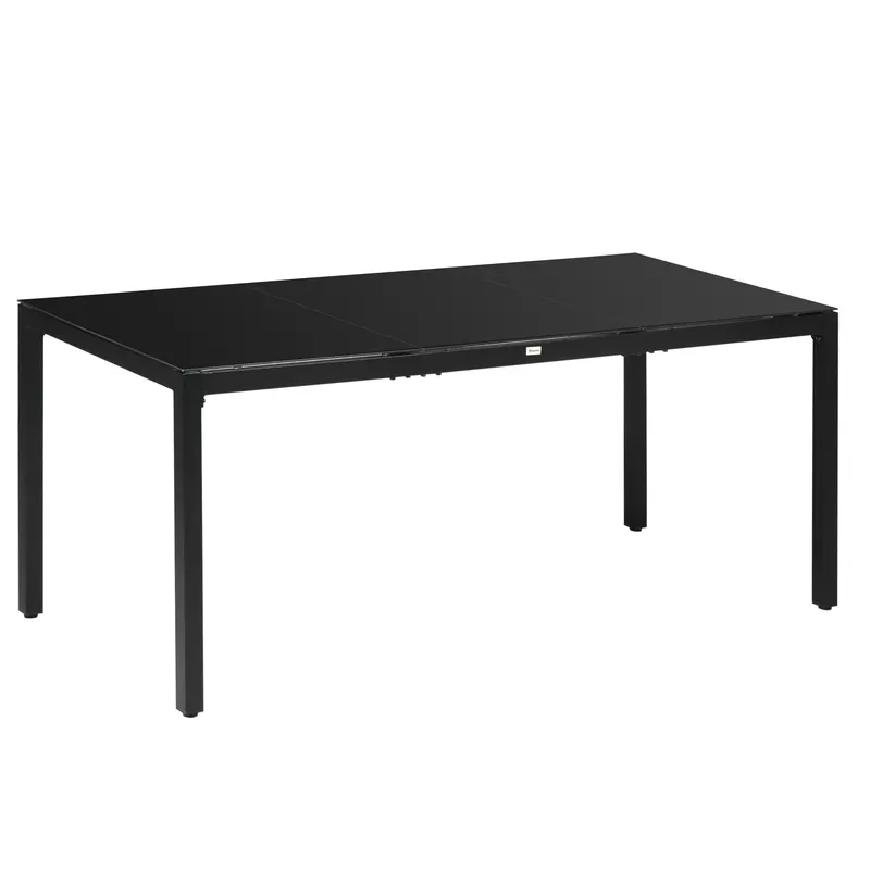 Masa pentru exterior Outsunny cu 8 locuri cu blat din sticla securizata, negru | Romania