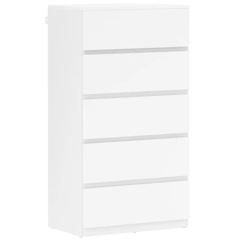HOMCOM Comodă Sideboard Sertar, 5 sertare, 55 cm x 34 cm x 100 cm, Alb | Romania