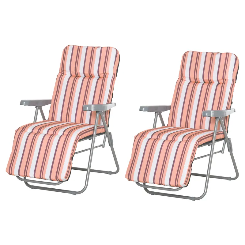 Outsunny Set de 2 Scaune pentru Exterior, Confortabile cu Pernă Căptușită, Design Modern, 60x75x102 cm, Portocaliu | Romania