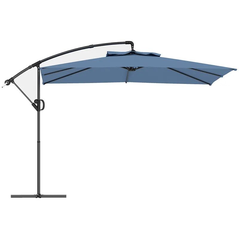 Outsunny Umbrelă de Soare Suspendată cu Rotire la 360°, Mâner cu Manivelă și Înclinare, 300x325x230 cm, Kaki | Romania