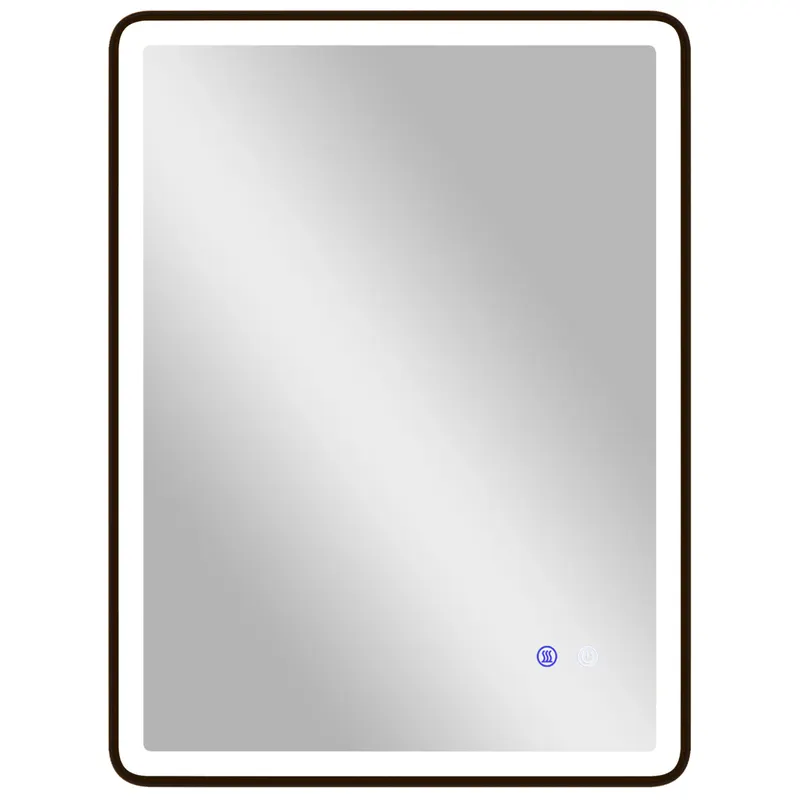 HOMCOM Oglindă baie LED Anti-aburire Oglindă machiaj dimabilă cu iluminare 80 x 60 cm Ramă neagră | Romania