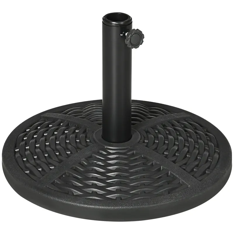 Outsunny Bază de Umbrelă de Grădină Rotundă, Efect de Ratan, Greutate 9,5 kg, Ø45cm, Negru | Romania