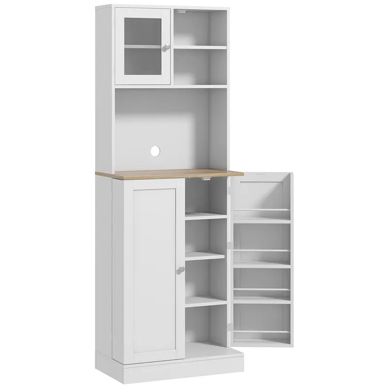 HOMCOM Mobilier Bufet Bucătărie pentru Cuptor cu Microunde cu Rafturi și Suport Condimente Alb | Romania