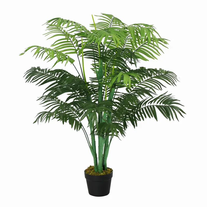 Outsunny Palmier artificial 125 cm, plantă artificială mare cu 18 frunze în ghiveci pentru living și balcon | Romania