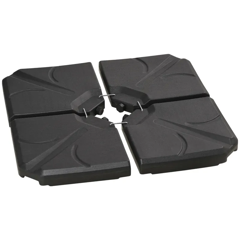Outsunny Set 4 Baze Umbrelă Grădină din Plastic HDPE, Rezistente la Apă/Nisip, 103x103x8.3 cm, Negru | Romania
