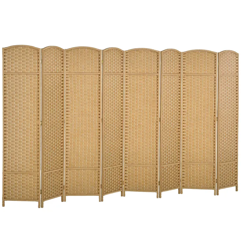 HOMCOM Separator de camere 8 părți pliabil, Divizor de spații, Divizor pentru sufragerie, Dormitor, Birou de acasă, Lemn natural | Romania