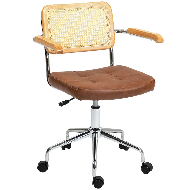 HOMCOM Scaun de birou fotoliu de birou funcție basculantă înălțime reglabilă șezut pivotant 60l x 55,5P x 82-90H cm maro | Romania