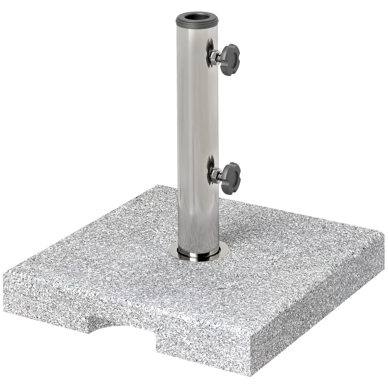 Outsunny Bază pentru Umbrelă din Granit 21 kg, Bază Pătrată pentru Umbrele de Exterior cu Mânere și 2 Butoane Reglabile, Ideală pentru Grădină, Patio, Marginea Piscinei, Gri | Romania