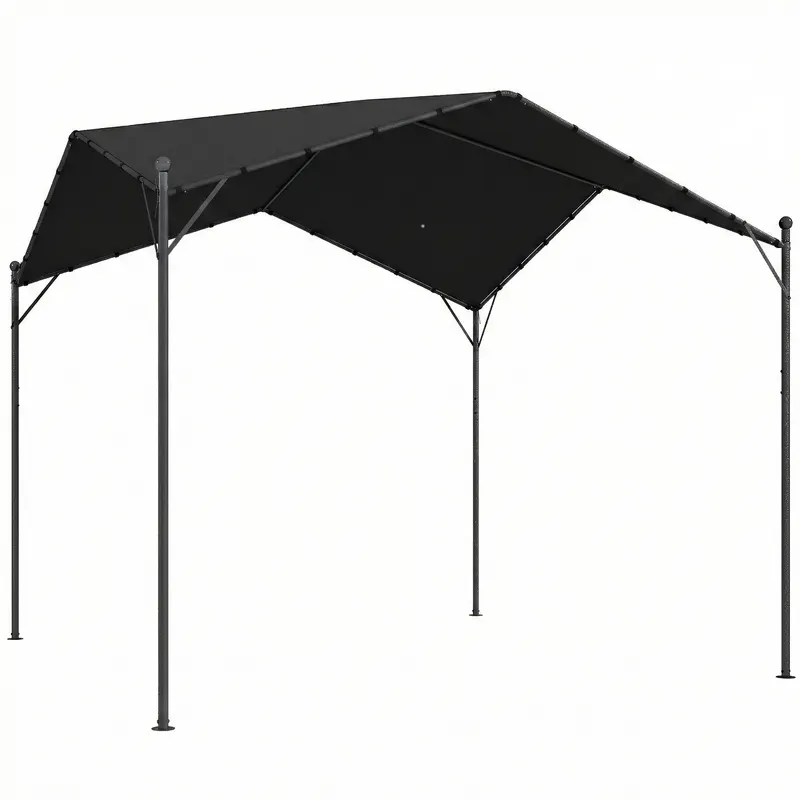 Outsunny Pergolă Pavilion 3x3 m, rezistent la apă, stabil, rezistent la iarnă, protecție solară cu acoperiș în șarpantă, contravântuiri triunghiulare | Romania
