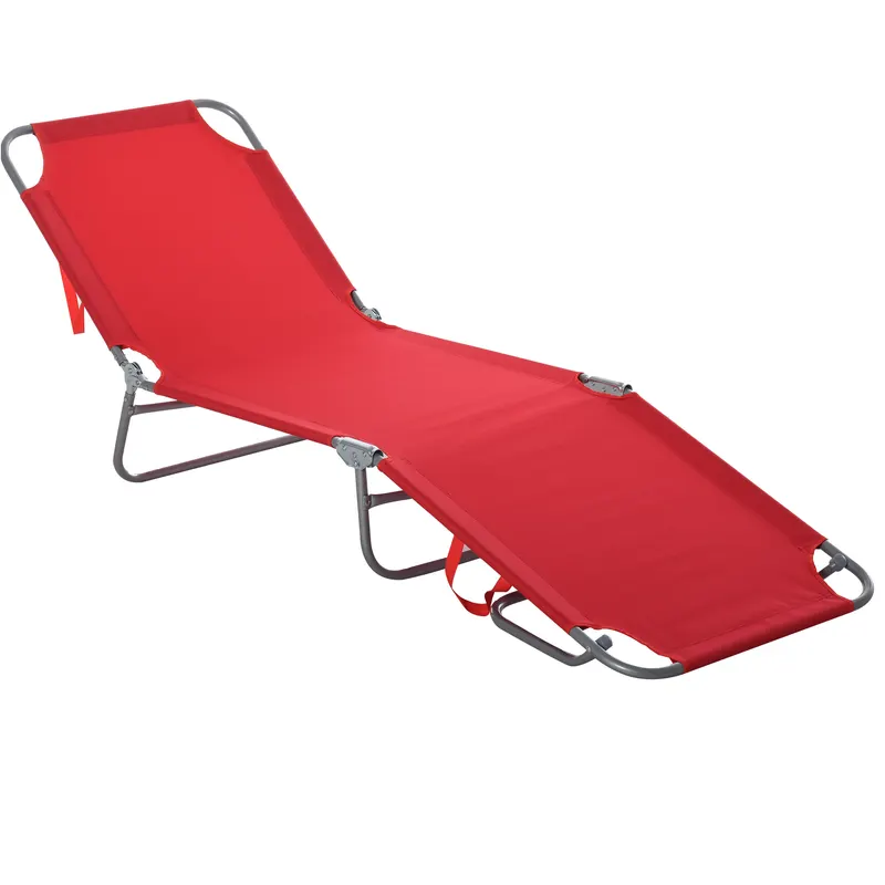 Outsunny Șezlong Pliabil cu Spătar Reglabil în 5 Poziții, Șezlong de Grădină cu Structură din Metal și Material Oxford, pentru Plajă, Piscină, Grădină, 187x55x24cm, Roșu | Romania