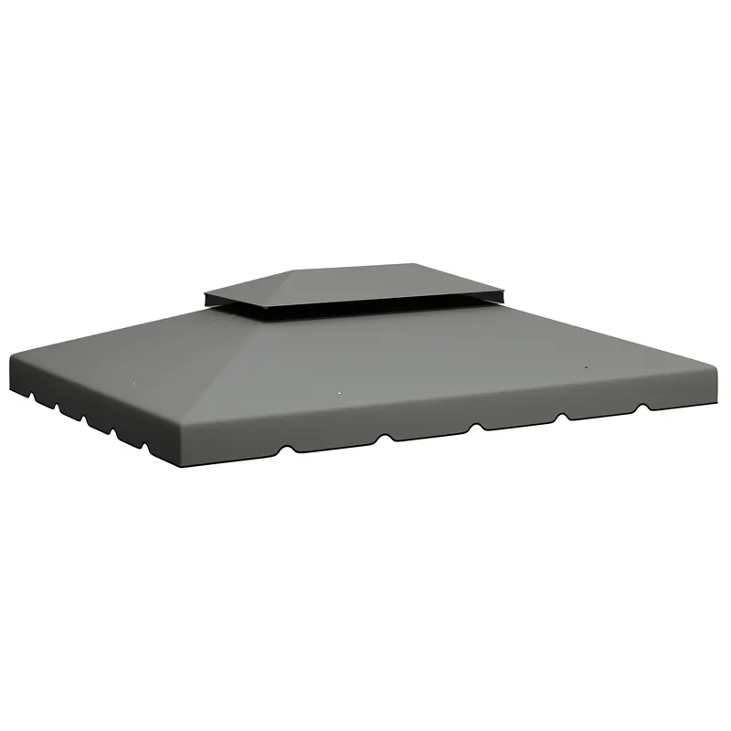 Outsunny Prelată de schimb pentru foișor 4x3 m cu acoperiș dublu Orificii de drenaj Doar prelată NU include cadru Gri deschis | Romania