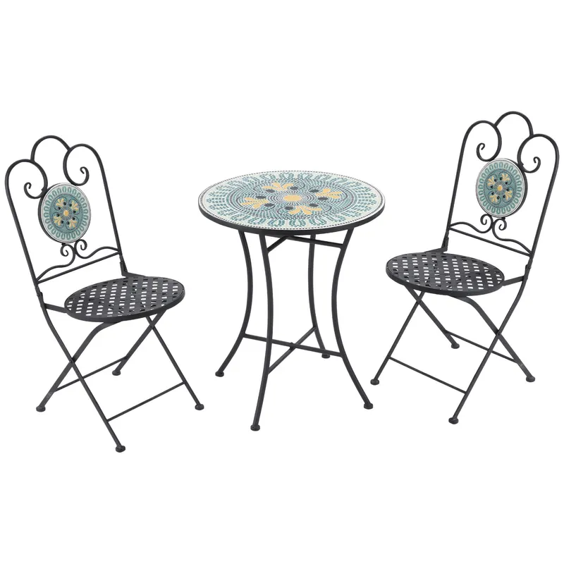 Set de Gradina Outsunny cu Mozaic de 3 Piese, din Metal, Verde | Romania