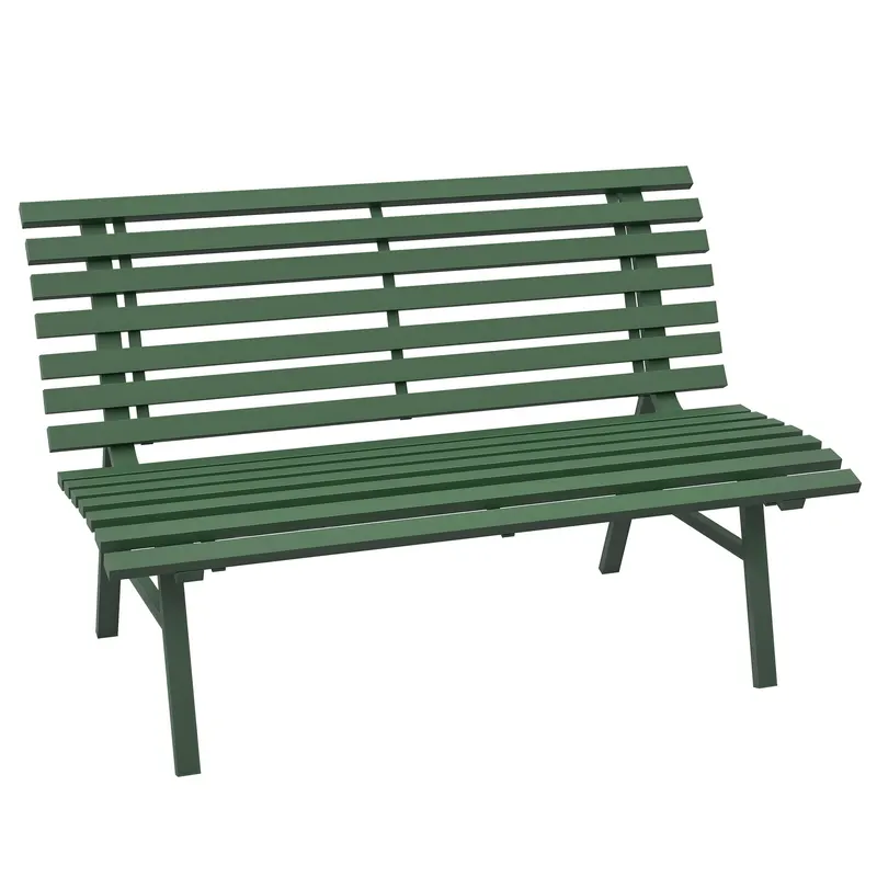 Outsunny Bancă pentru Grădină, Banca de Exterior pentru Terasă cu Șezut și Spătar cu Lamele, 123x67x79 cm, Verde | Romania