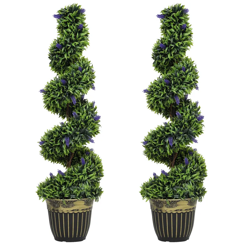 HOMCOM Set de Două Plante Artificiale Lavandă 90cm | Romania