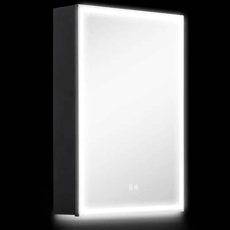 HOMCOM Dulap cu Oglindă pentru Baie cu Lumini LED și Priză pentru Aparat de Ras, Dulap Suspendat cu Funcție Anti-Ceață, Reglare Luminozitate, 3 Culori, Negru | Romania