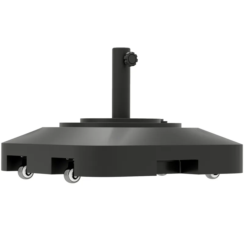 Outsunny Bază pentru Umbrelă cu Roți și 2 Frâne, Bază Reumplibilă din HDPE pentru Umbrelă cu Nisip 25 kg sau Apă 19 kg, pentru Stâlpi de Ø38/48 mm, 48x48x32,5 cm, Negru | Romania
