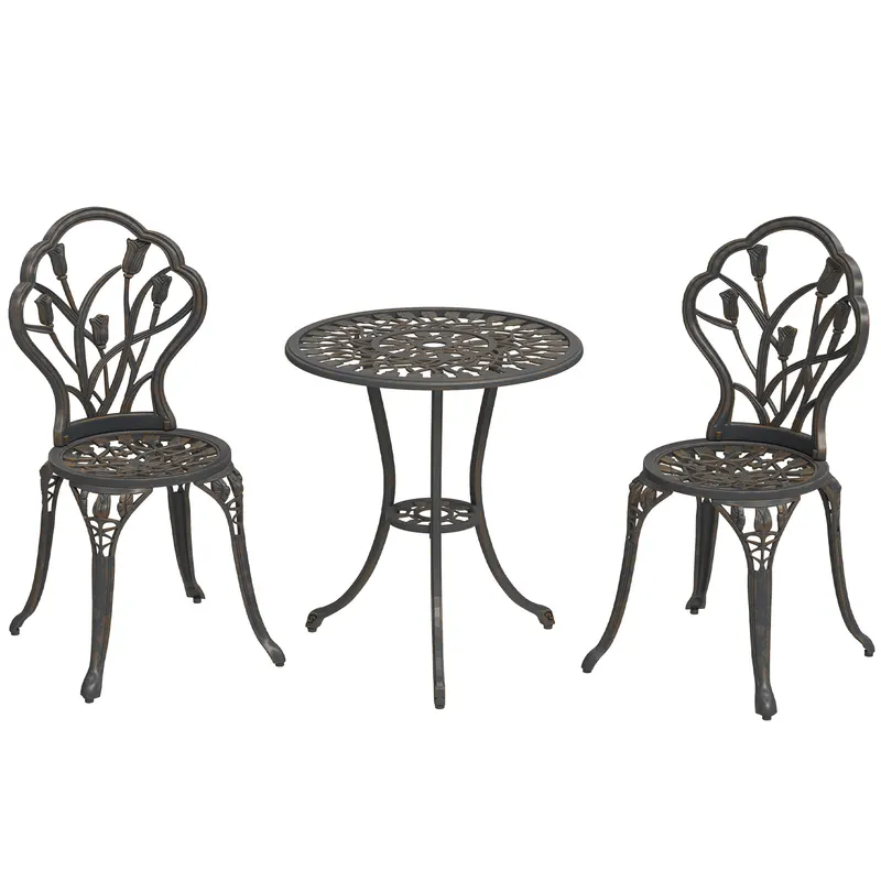 Outsunny Set de Gradina 3 Piese din Aluminiu cu 2 Scaune | Romania