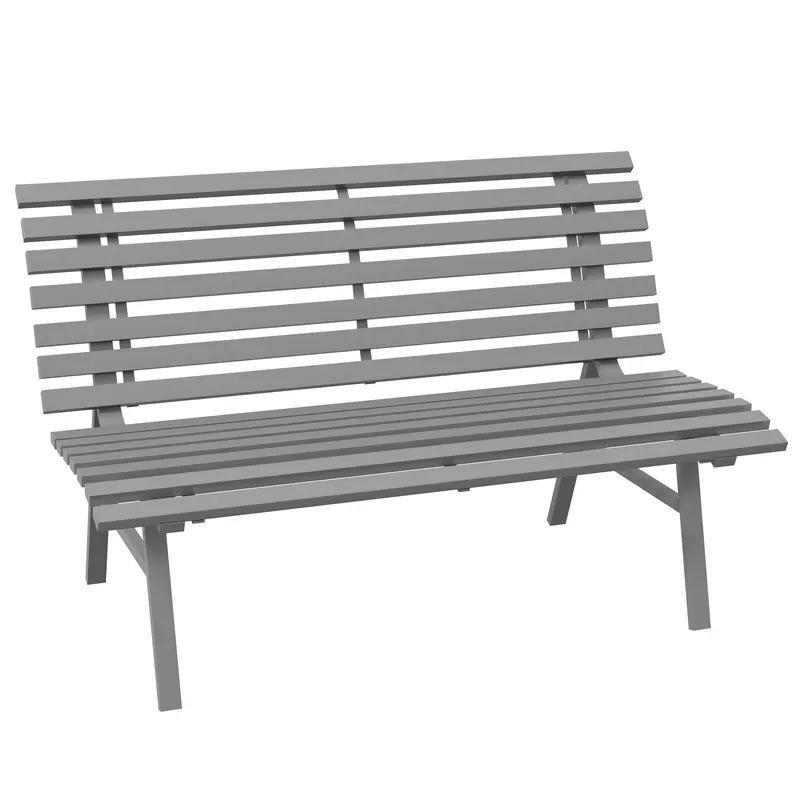 Outsunny Bancă pentru Grădină, Banca de Exterior pentru Terasă cu Șezut și Spătar cu Lamele, 123x67x79 cm, Verde | Romania