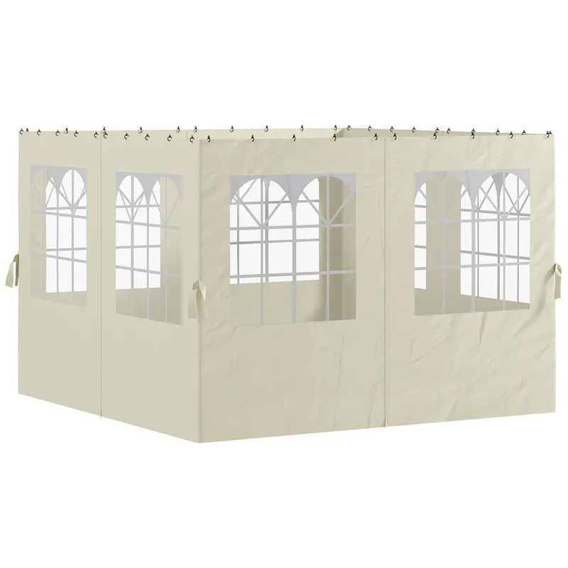 Outsunny Panouri laterale pentru pavilion, 4 panouri laterale pentru pavilion de grădină, cu fermoar, pavilion 3 x 4 m, crem | Romania