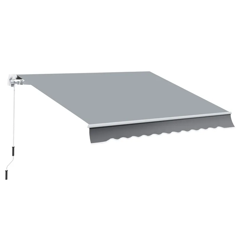 Outsunny Copertină Rulou Manuală pentru Uși și Ferestre, din Aluminiu și Poliester Anti-UV, 295x245cm, Gri | Romania