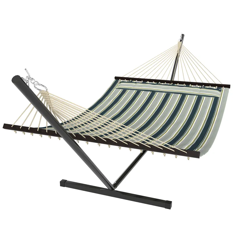 Outsunny Hamac pe cadru 353 cm, hamac cu suport din oțel cu pernă detașabilă și bare de distanțare, vert | Romania