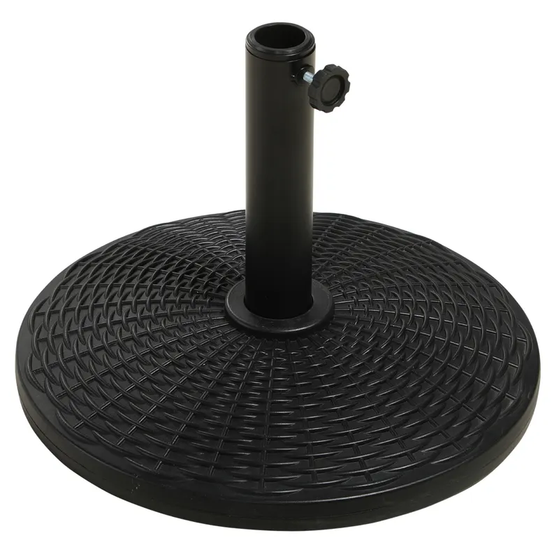 Outsunny Bază pentru Umbrelă cu Stîlpi de Ø38/48 mm din Plastic cu Efect de Ratan, Ø44.5x32 cm, Negru | Romania