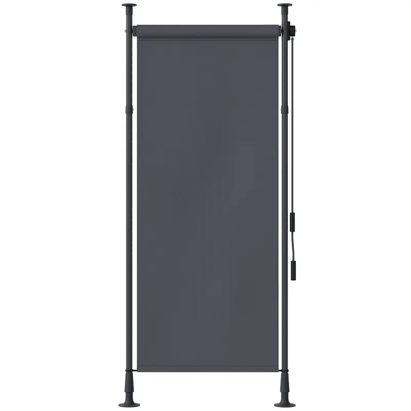 Outsunny Stor manual retractabil pe picior lungime reglabilă manivelă instalare fără găurire metal aluminiu poliester gri închis | Romania