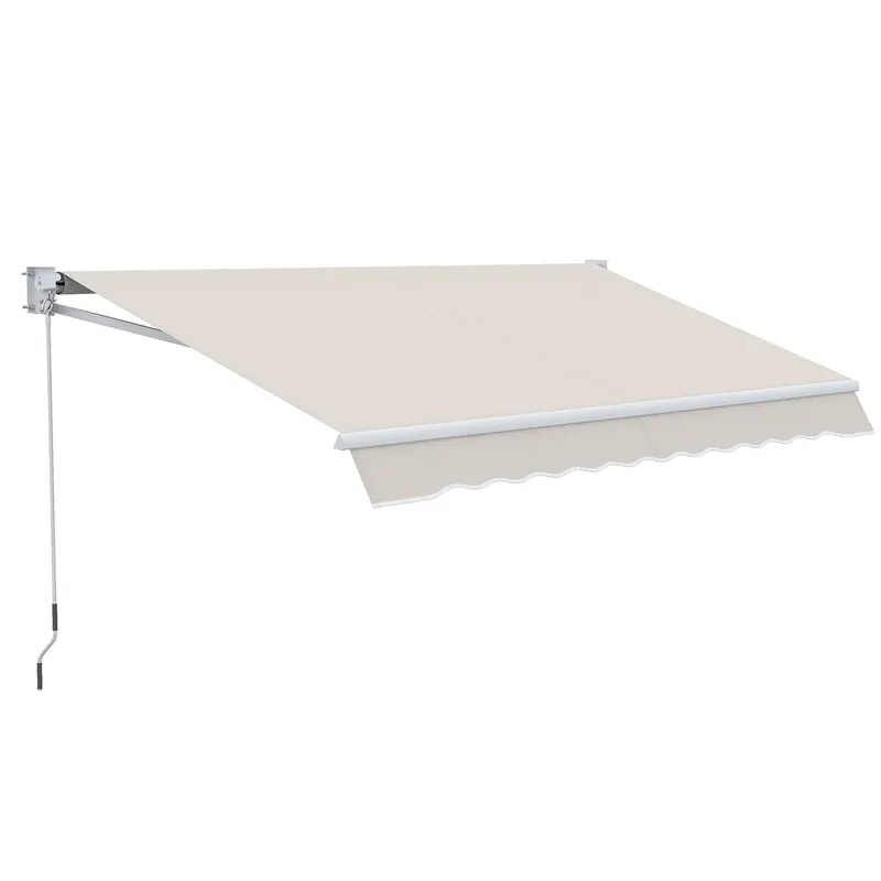 Outsunny Copertina pentru soare cu brate si actionare manuala, din aluminiu si poliester pentru exterior, 200x250 cm, alb crem | Romania