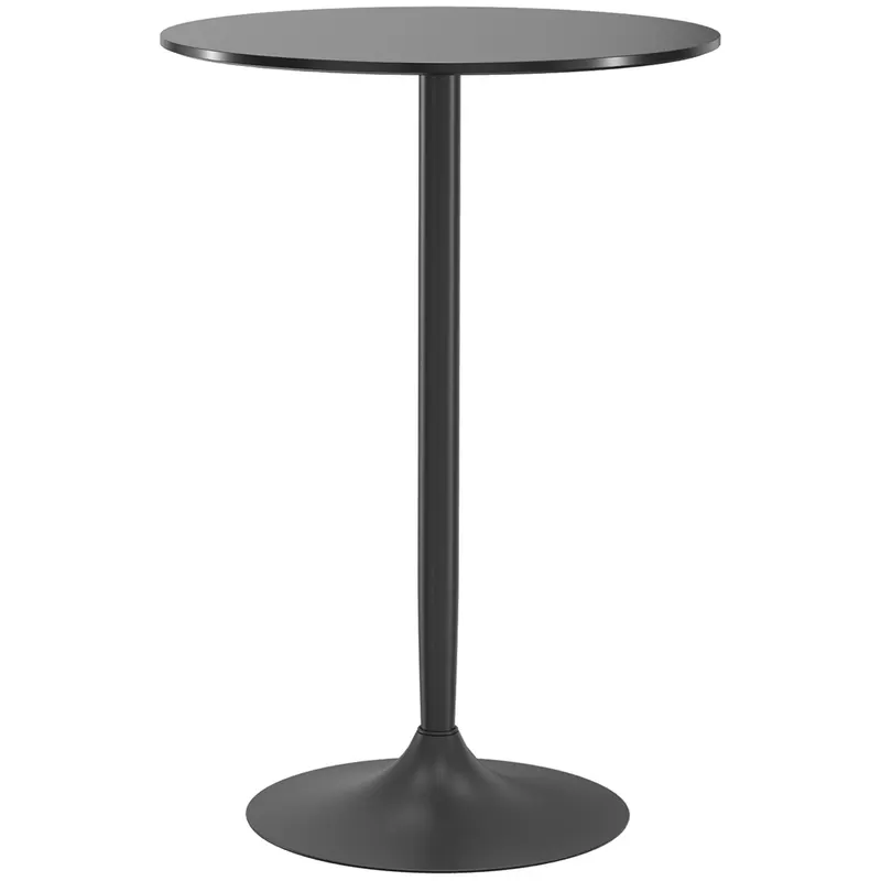HOMCOM Masă de Bar Rotundă Modernă, Înaltă, pentru Bucătărie, cu Blat Vopsit și Cadru din Oțel, Ideală pentru 2 Persoane, Negru | Romania