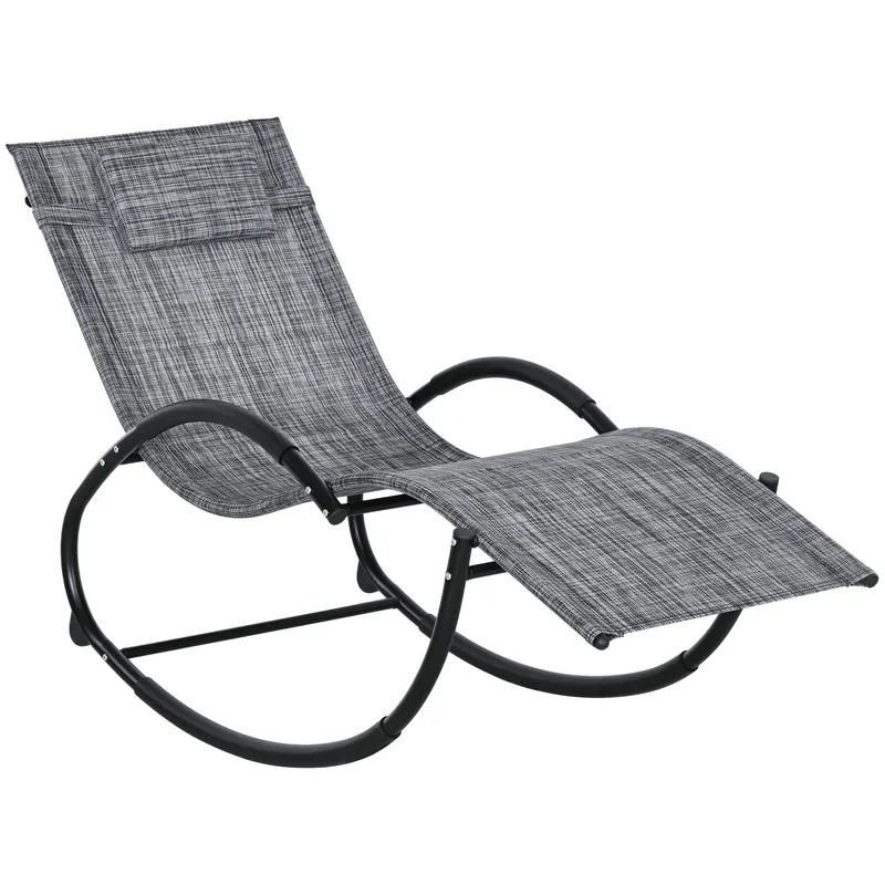 Outsunny Șezlong de Grădină, Balansoar cu Gravitație Zero, Șezlong Impermeabil cu Tetieră, 155x61x88 cm, Gri | Romania