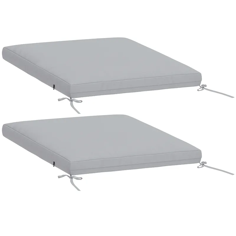 Outsunny Set de 2 perne pentru scaune de grădină, perne rotunde 50 x 50 cm, spumă cu densitate înaltă, antiderapante 50x50 cm gri | Romania